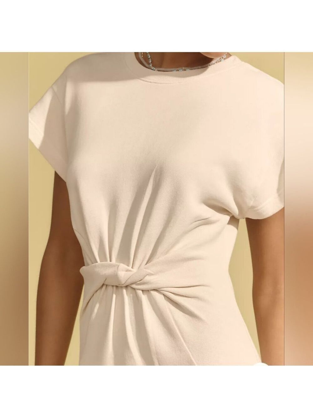 LSPACE x Anthropologie Short Sleeve Knit Mini Dress Sz: Lg NWT Pullover Tapioca - Picture 4 of 11